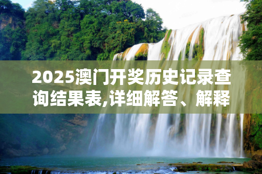 2025澳门开奖历史记录查询结果表,详细解答、解释与落实
