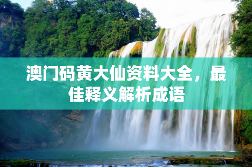澳门码黄大仙资料大全，最佳释义解析成语