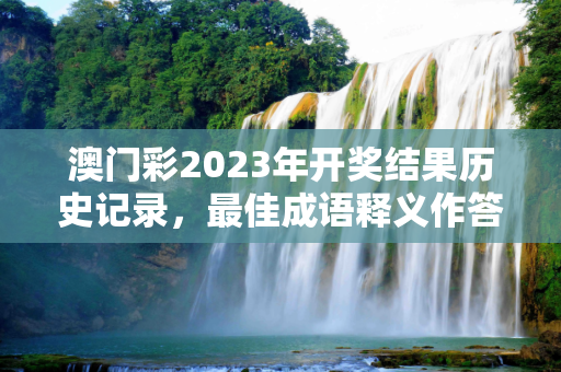 澳门彩2023年开奖结果历史记录，最佳成语释义作答