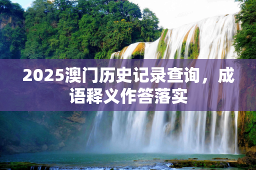 2025澳门历史记录查询，成语释义作答落实