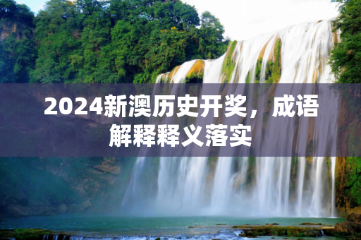 2024新澳历史开奖，成语解释释义落实