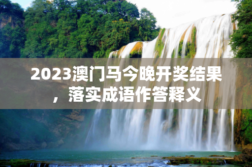 2023澳门马今晚开奖结果，落实成语作答释义