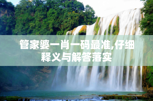 管家婆一肖一码最准,仔细释义与解答落实
