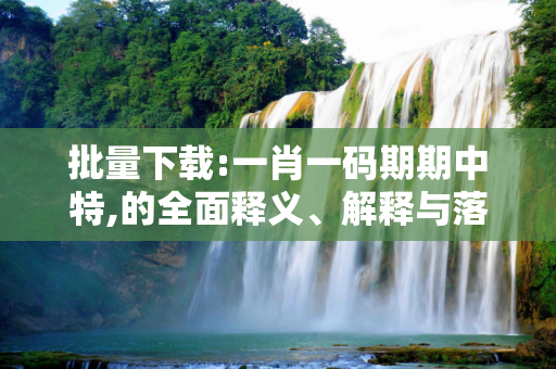 批量下载:一肖一码期期中特,的全面释义、解释与落实